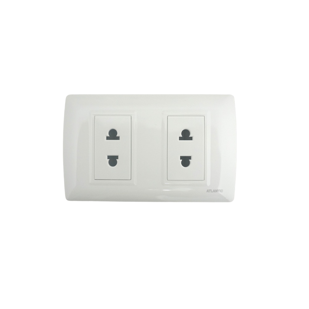 TOMACORRIENTE DOBLE UNIVERSAL BLANCO 2P 16A 250V PLACA BLANCA LP112/2