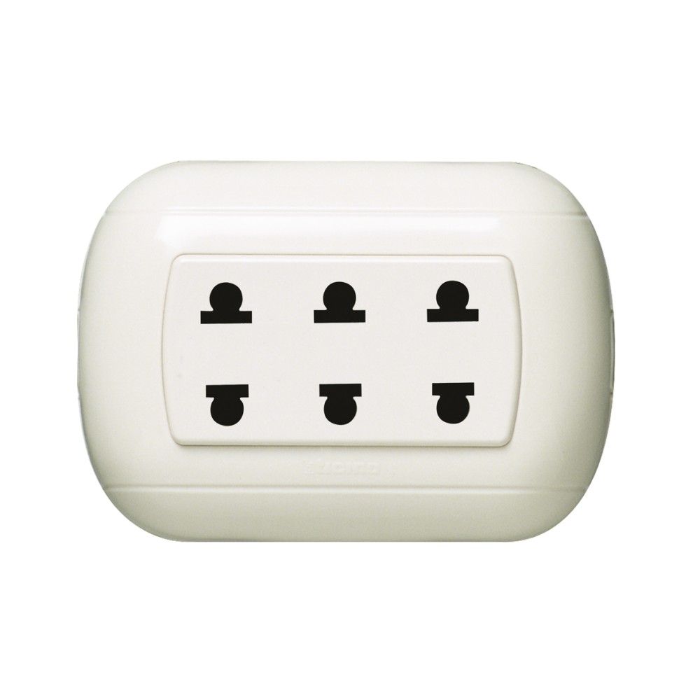 TOMACORRIENTE ADOS TRIPLEX UNIVERSAL MARFIL 2P 16A 250V OVAL P96