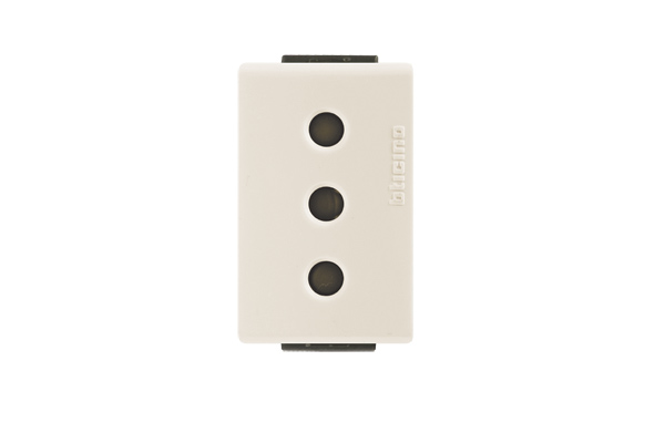 DADO TOMACORRIENTE 3 EN LINEA 1 MOD MARFIL 2P+T 10A 250V MODUS STYLE AE2113EM