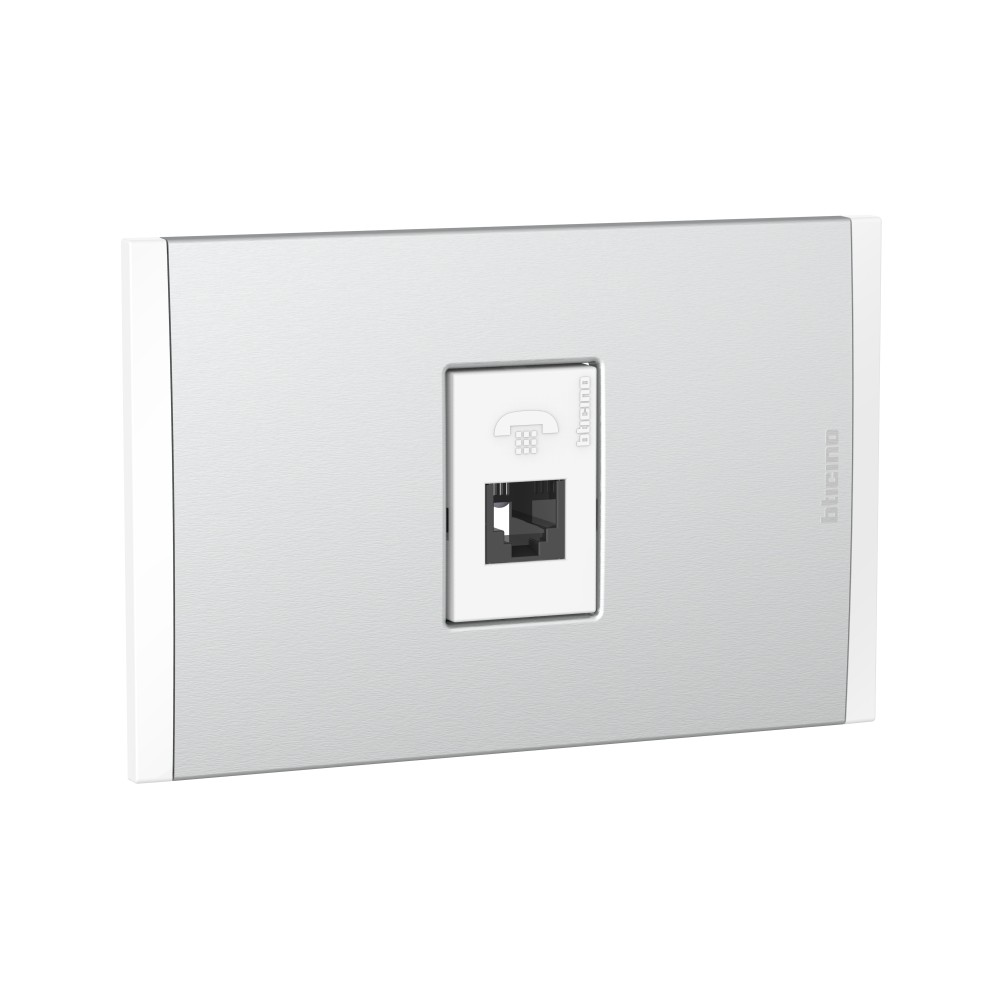 TOMA TELEFONO RJ11 1 MOD BLANCO PLACA ALUM NATURAL MODUS4 AH2082EBMN