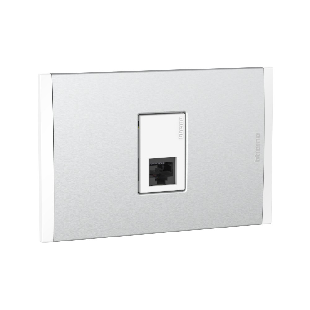 TOMA RJ45 CAT6 1 MOD BLANCO C/PLACA ALUM NATURAL MODUS4 AH2079EBMN