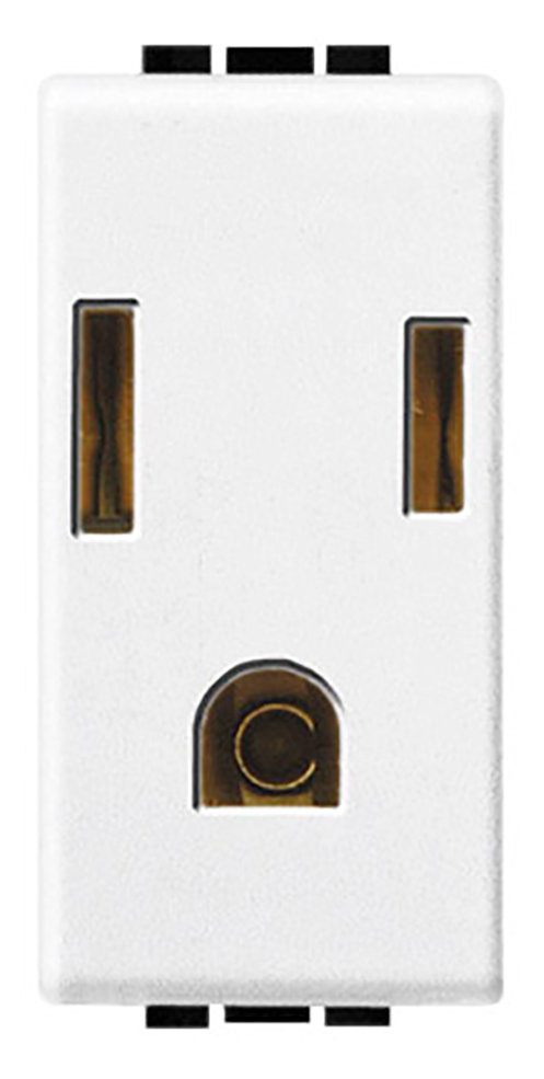 DADO TOMACORRIENTE AMERICANO 1 MOD BLANCO 2P+T 15A 127/277V LIVINGLIGHT N4129S