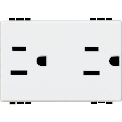 DADO TOMACORRIENTE AMERICANO DOBLE 3 MOD BLANCO 2P+T 15A 250V LIVINGLIGHT N4188S
