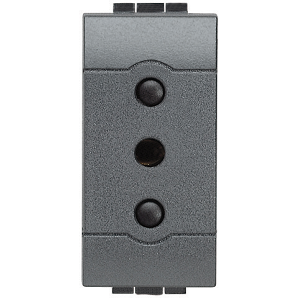 DADO TOMACORRIENTE 3 EN LINEA 1 MOD NEGRO 2P+T 10A 250V LIVINGLIGHT L4113