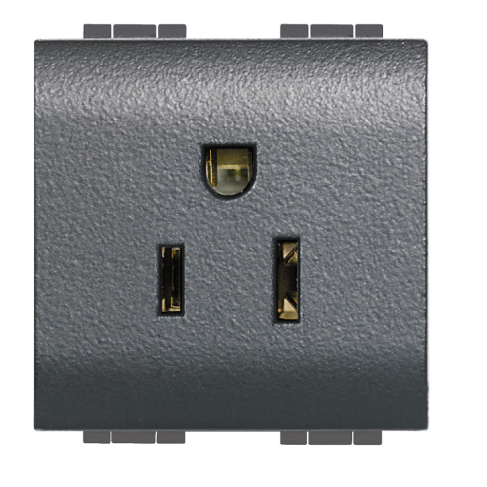 DADO TOMACORRIENTE AMERICANO 2 MOD ANTRACITA 2P+T 15A 127/250V LIVINGLIGHT L4128S