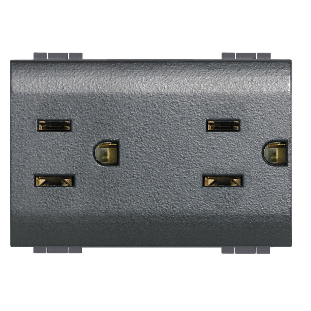 DADO TOMACORRIENTE DOBLE 3 MOD NEGRO 2P+T 15A 127/250V LIVINGLIGHT L4188S