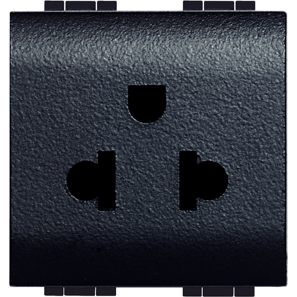 DADO TOMACORRIENTE UNIVERSAL 2 MOD NEGRO 2P+T 16A 127/250V LIVINGLIGHT L4126