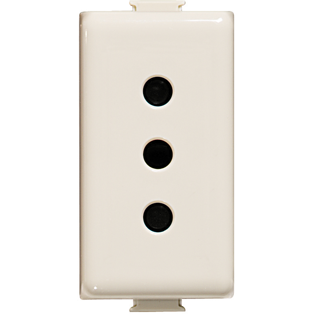 DADO TOMACORRIENTE 3 EN LINEA 1 MOD MARFIL 2P+T 10A 250V MATIX A5113