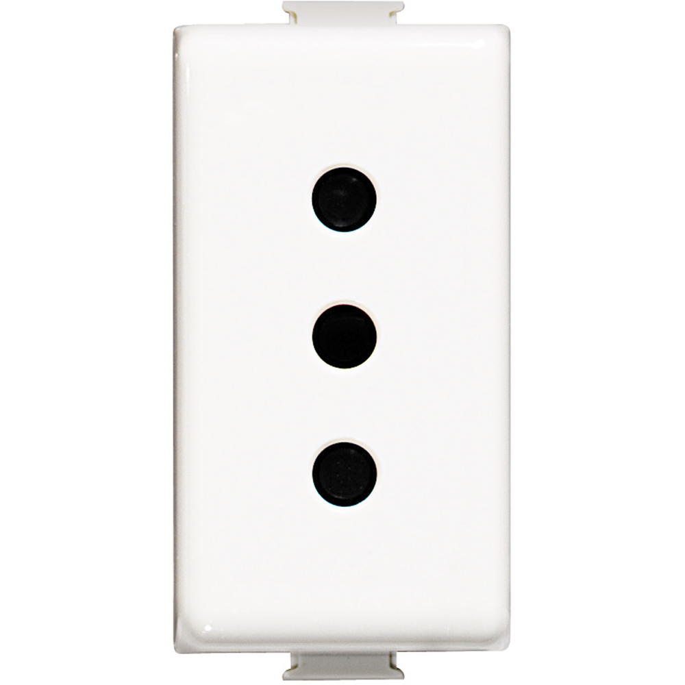DADO TOMACORRIENTE 3 EN LINEA 1 MOD BLANCO 2P+T 10A 250V MATIX AM5113
