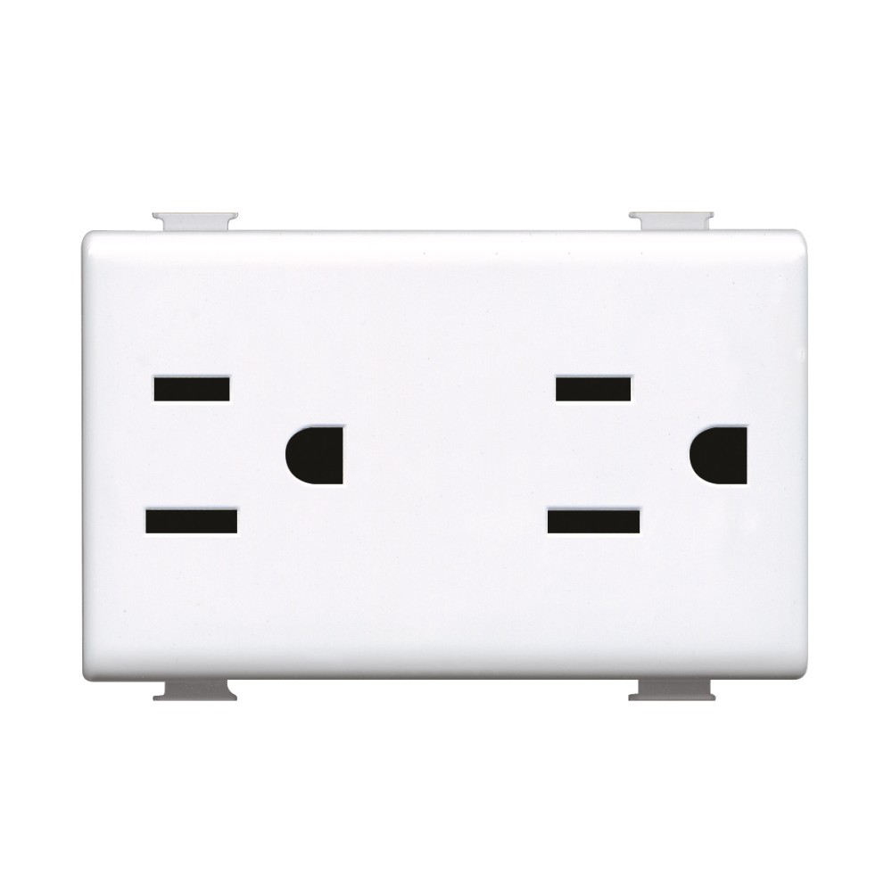 DADO TOMACORRIENTE AMERICANO DOBLE 3 MOD BLANCO 2P+T 15A 250V MATIX AM5115DS