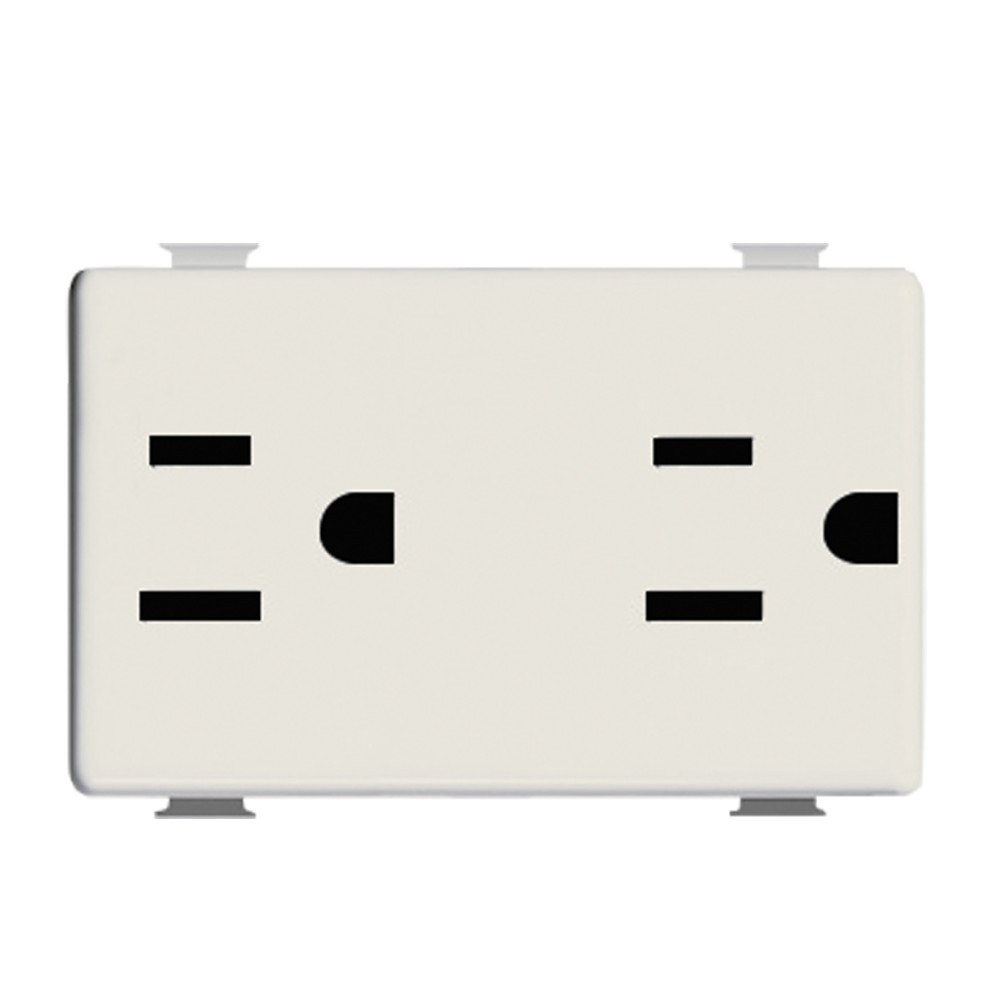 DADO TOMACORRIENTE AMERICANO DOBLE 3 MOD MARFIL 2P+T 15A 250V MATIX AM5115DSM