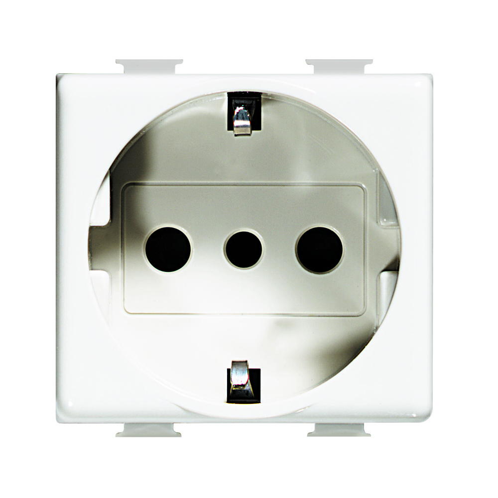 DADO TOMACORRIENTE SCHUKO 2 MOD BLANCO 2P+T 16A 250V MATIX AM54403