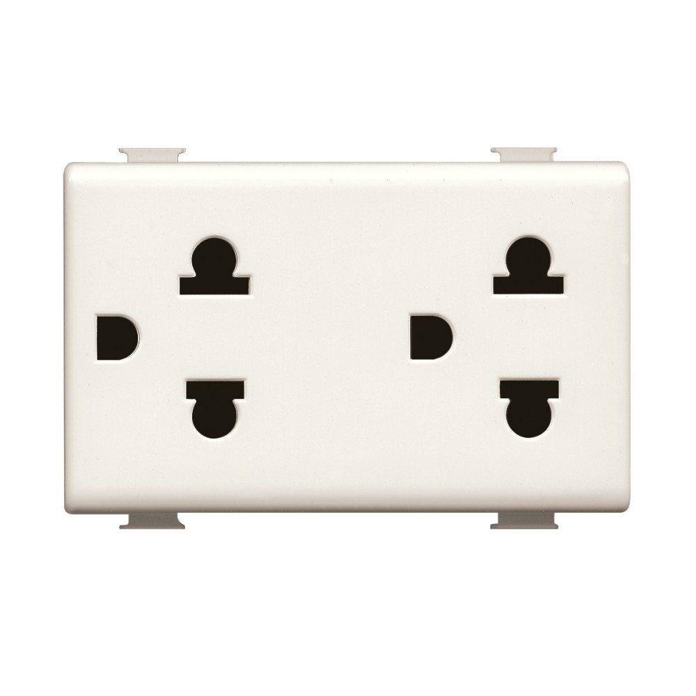 DADO TOMACORRIENTE UNIVERSAL DUPLEX MARFIL 2P+T 15A 250V MATIX A5025D