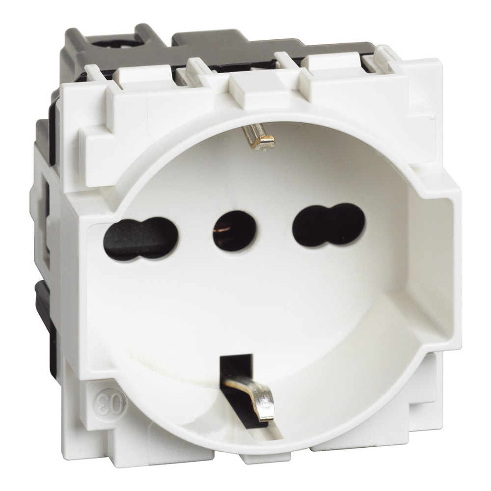 DADO TOMACORRIENTE SCHUKO 2 MOD BLANCO 2P+T 16A 250V LIVING NOW KW4140A16