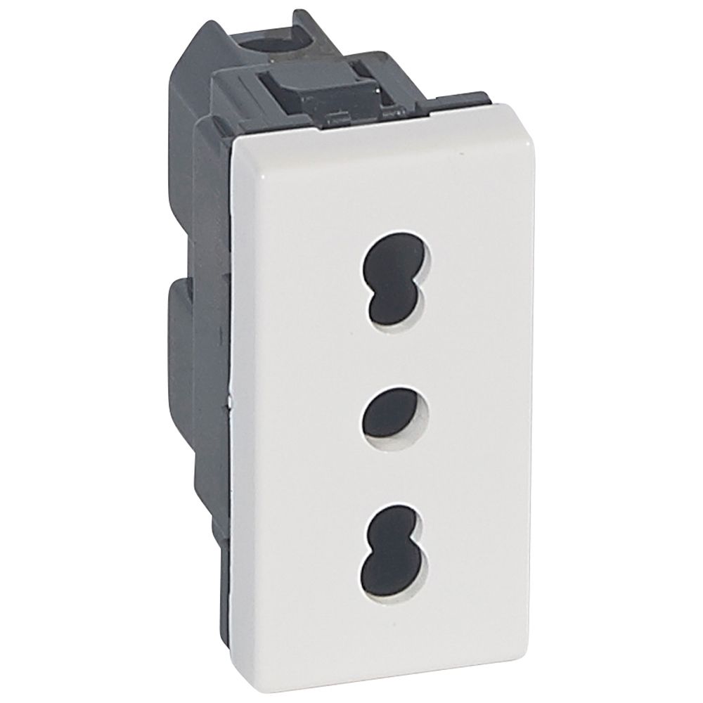 DADO TOMACORRIENTE 3 EN LINEA 1 MOD BLANCO 2P+T 10/16A 250V MOSAIC 077511