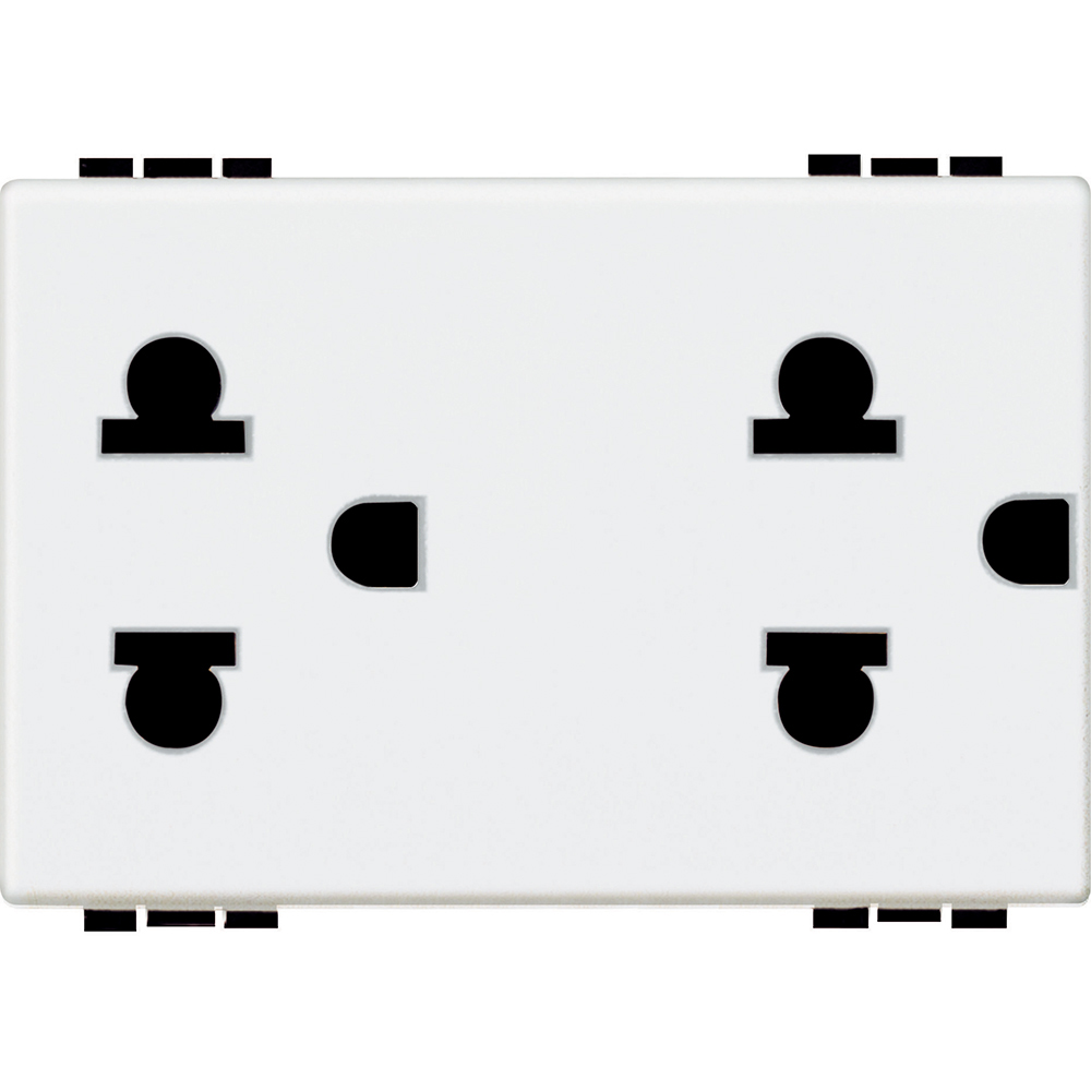 DADO TOMACORRIENTE UNIVERSAL 3 MOD BLANCO 2P+T 16A 127/250V LIVINGLIGHT N4185