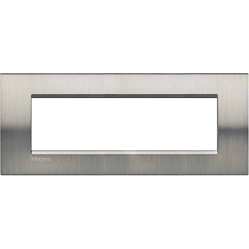 PLACA METAL 7 MOD  COLOR ACERO CEPILLADO LIVINGLIGHT LNA4807ACS