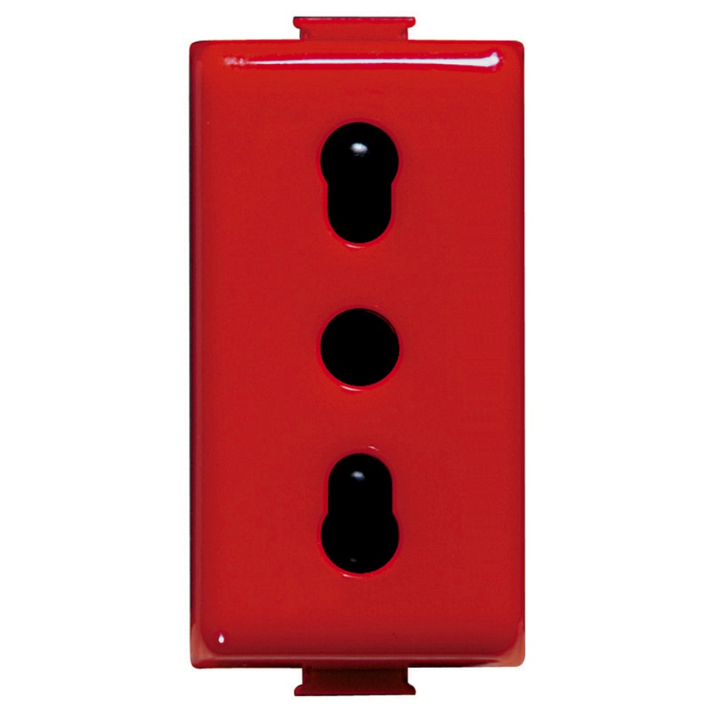 TOMACORRIENTE BIPASO 2P+T 10A Y 16A 250VAC 1MOD MATIX ANTIMICROBIAL ROJO
