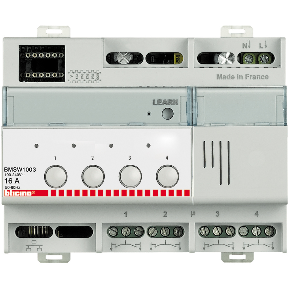 MODULO ACTUADOR 4 SALIDAS 6 MOD 100-240VAC RJ45 LIVING NOW BMSW1003