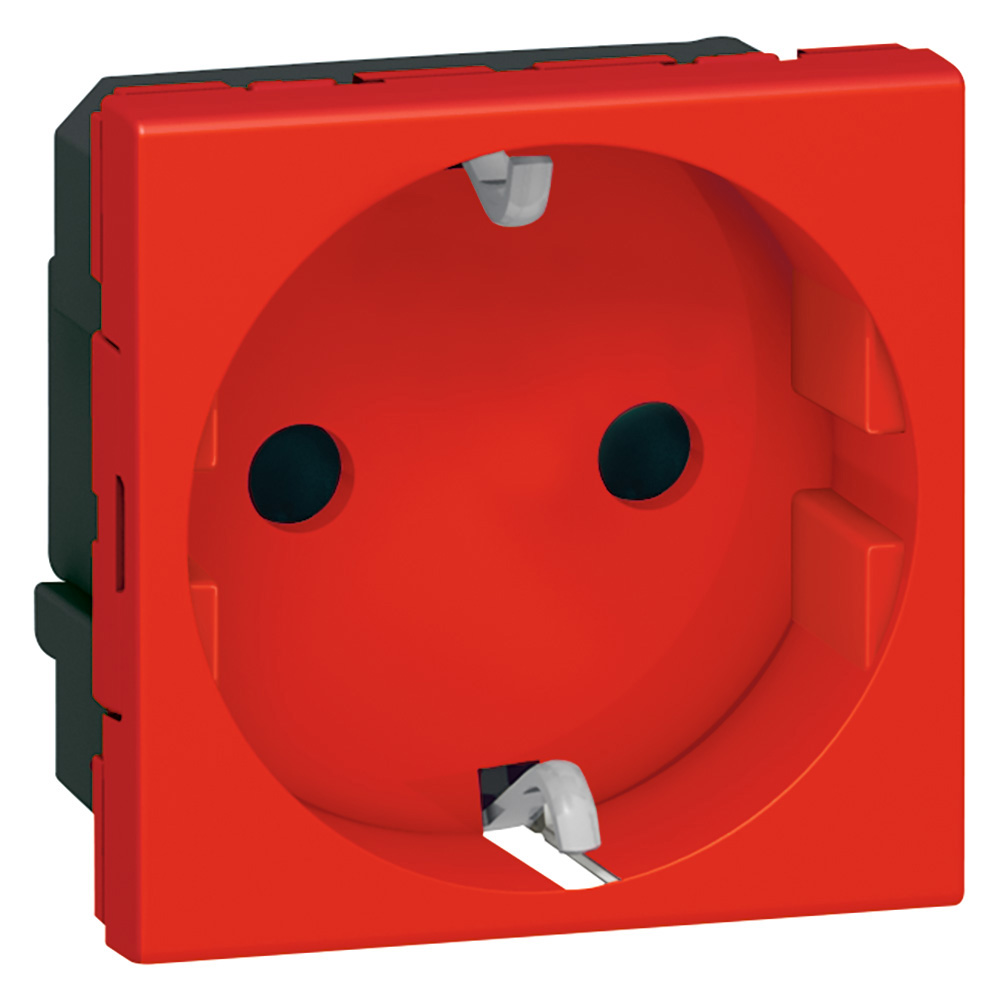 DADO TOMACORRIENTE SCHUKO 2 MOD ROJO 2P+T 16A 250V MOSAIC 077218
