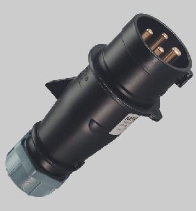 ENCHUFE IND AEREO 3P+T 32A 500V NEGRO 7H IP44 265