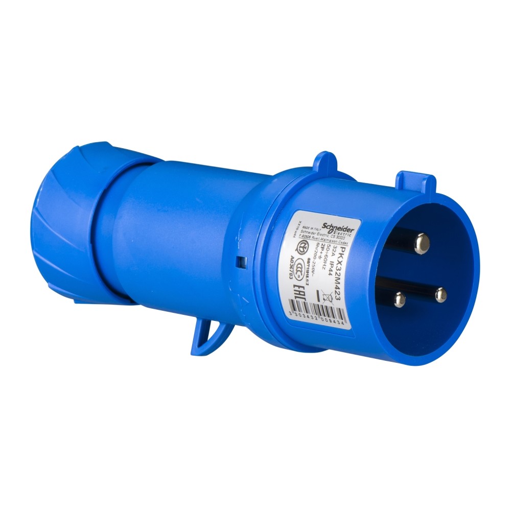 ENCHUFE IND AEREO 2P+T 32A 200/250VAC AZUL 6H IP44 PKX32M423