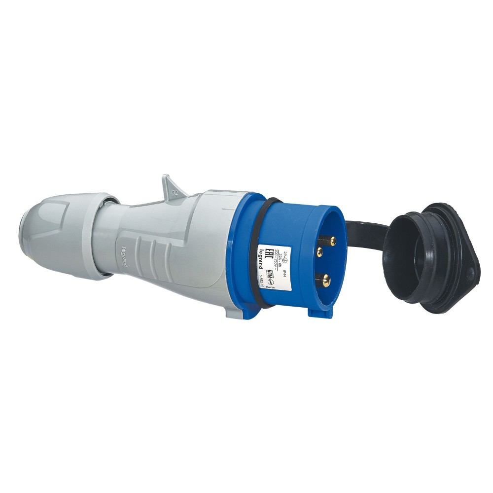 ENCHUFE IND AEREO 2P+T 32A 200/250VAC AZUL 6H IP44 555234
