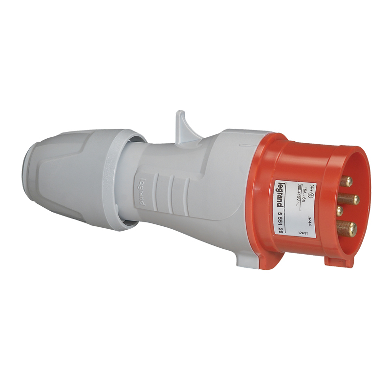 ENCHUFE IND AEREO 3P+T 16A 380/415VAC ROJO 6H IP44 555128