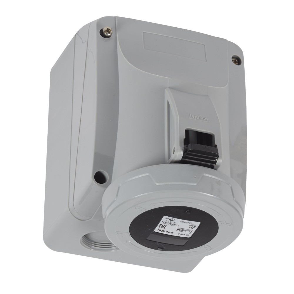 TOMA INDUSTRIAL ADOSABLE 3P+T 32A 500VAC NEGRO 7H IP67 555462