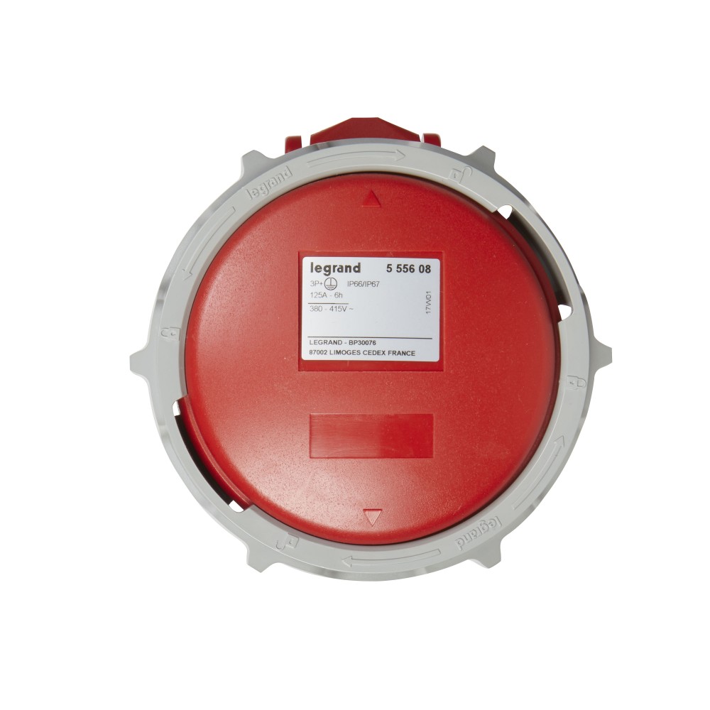 TOMA INDUSTRIAL AEREO 3P+T 125A 380/415VAC ROJO 6H IP66/67 555608