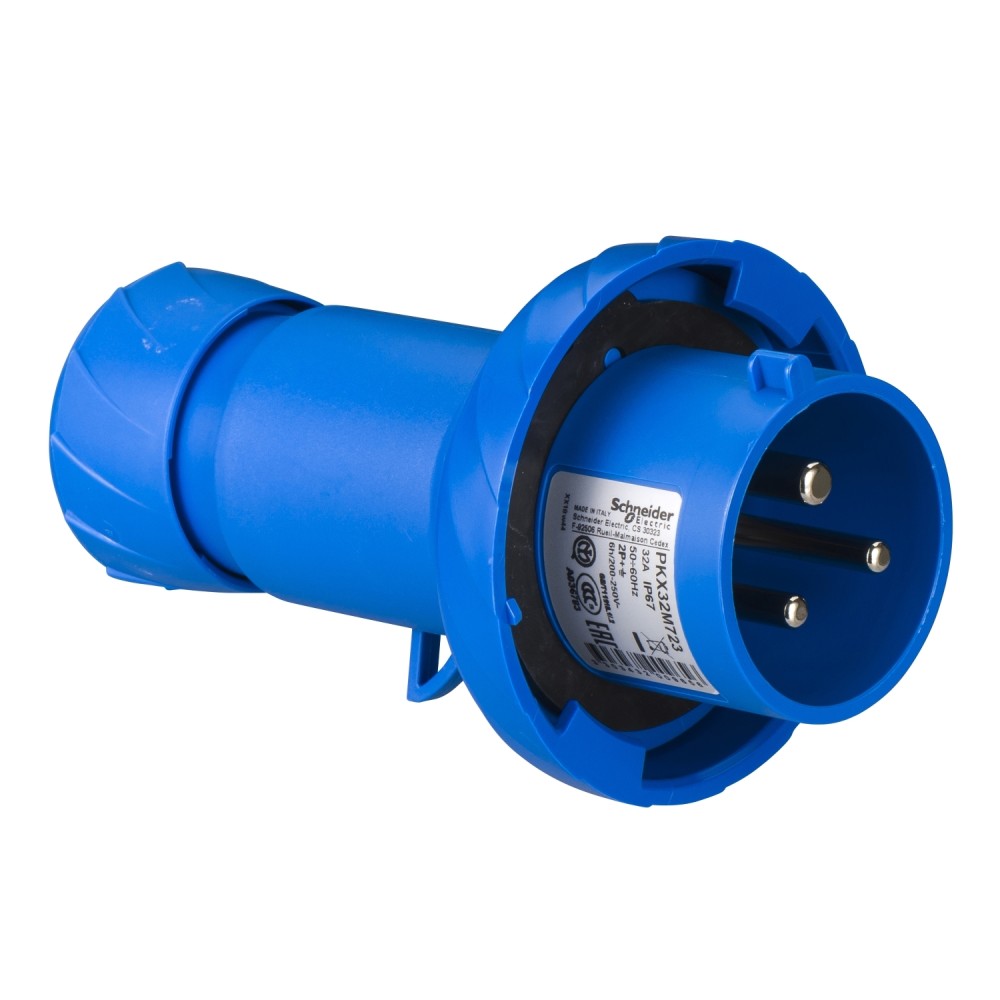 ENCHUFE IND AEREO 2P+T 32A 200/250VAC AZUL 6H IP67 PKX32M723