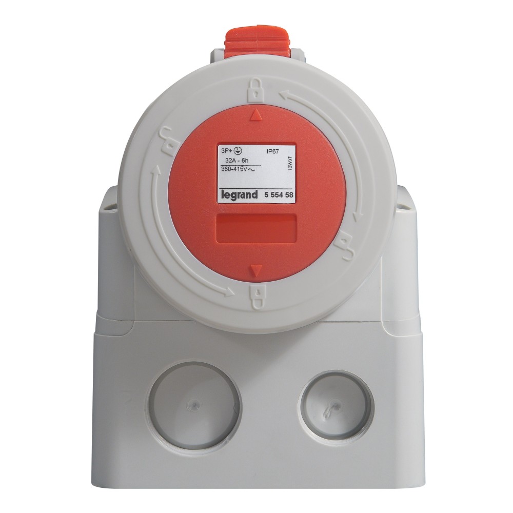 TOMA INDUSTRIAL ADOSABLE 3P+T 32A 380/415VAC ROJO 6H IP67 555458