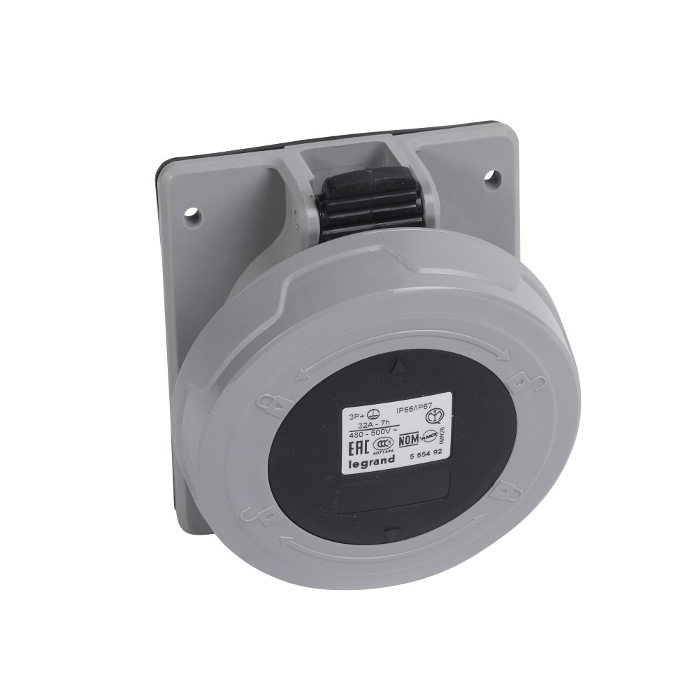 TOMACORRIENTE INDUSTRIAL EMPOTRABLE 3P+T 32A 500V IP67 555492