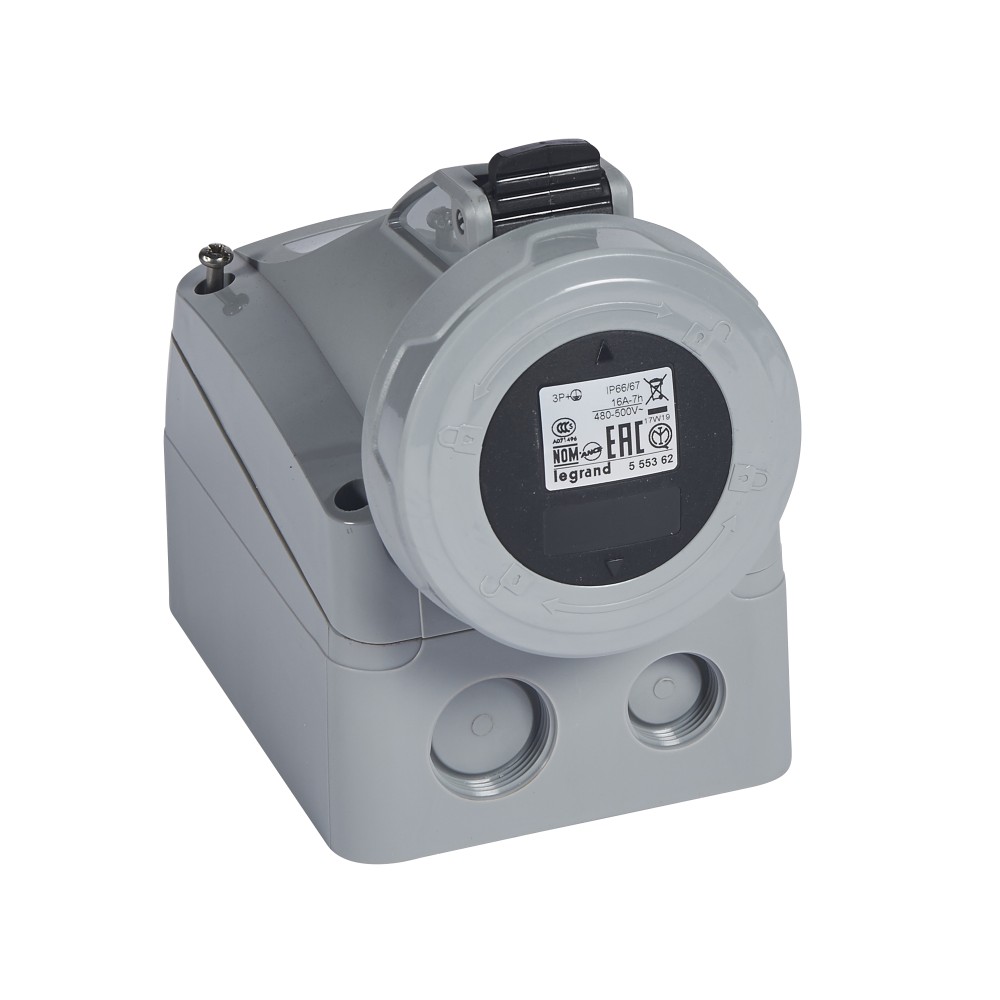 TOMA INDUSTRIAL ADOSABLE 3P+T 16A 500VAC NEGRO 7H IP67 555362