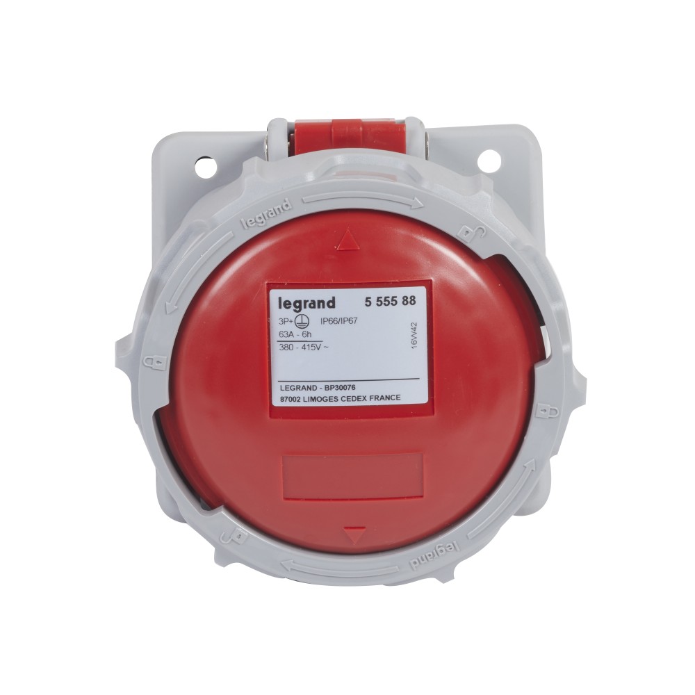 TOMA INDUSTRIAL EMPOTRADO 3P+T 63A 415V ROJO 555588