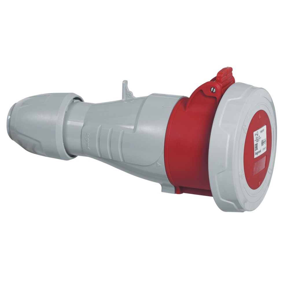TOMA INDUSTRIAL AEREO 3P+T 32A 440V ROJO 3H IP67 555421