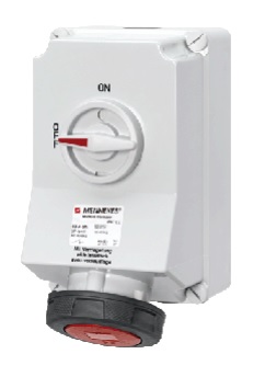 TOMA INDUSTRIAL ADOSABLE 3P+T 63A 400V ROJO 6H C/ENCLAV IP67 5110A