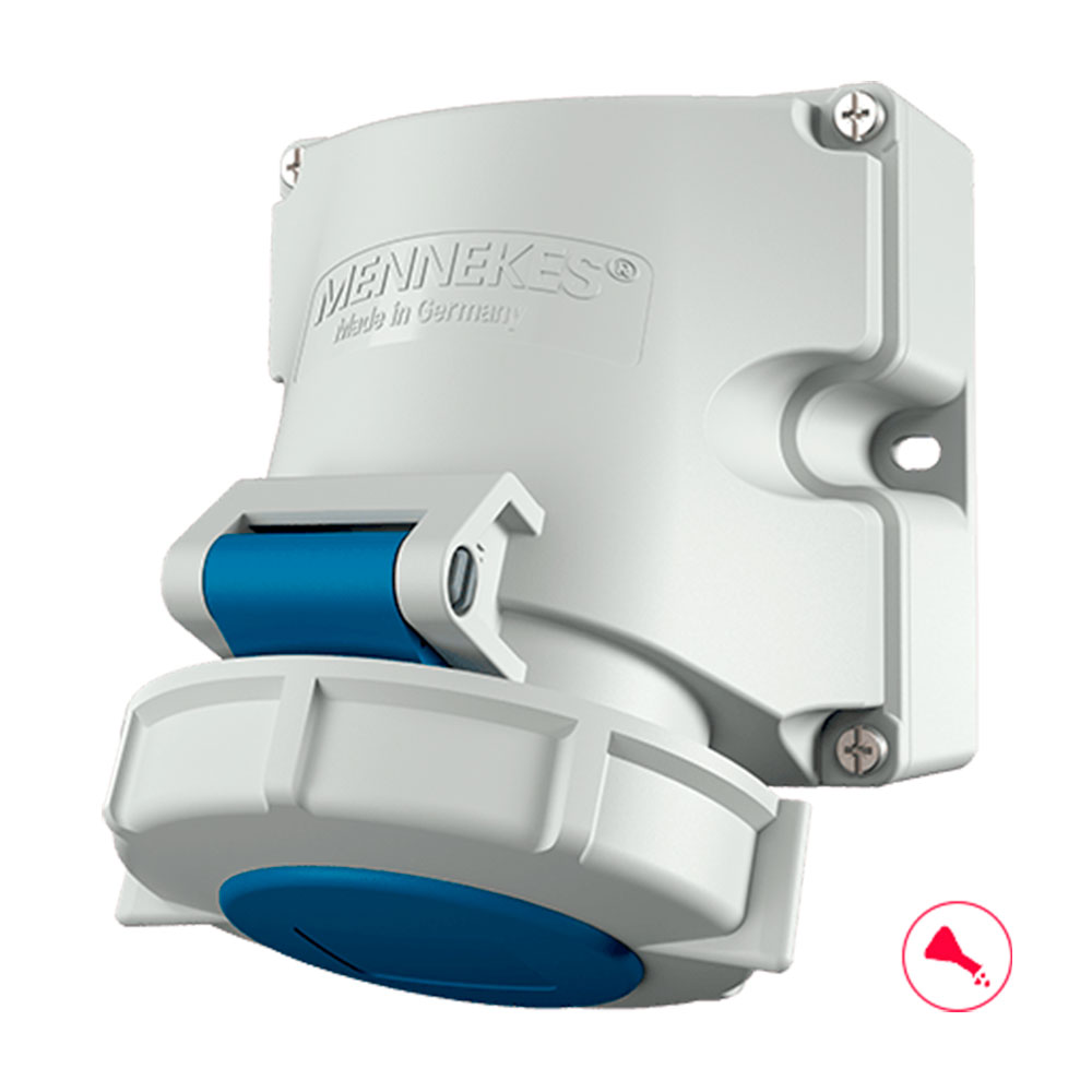 TOMA INDUSTRIAL ADOSABLE 2P +T 16 AMP. 220V. IP67 AZUL 6H. 9301