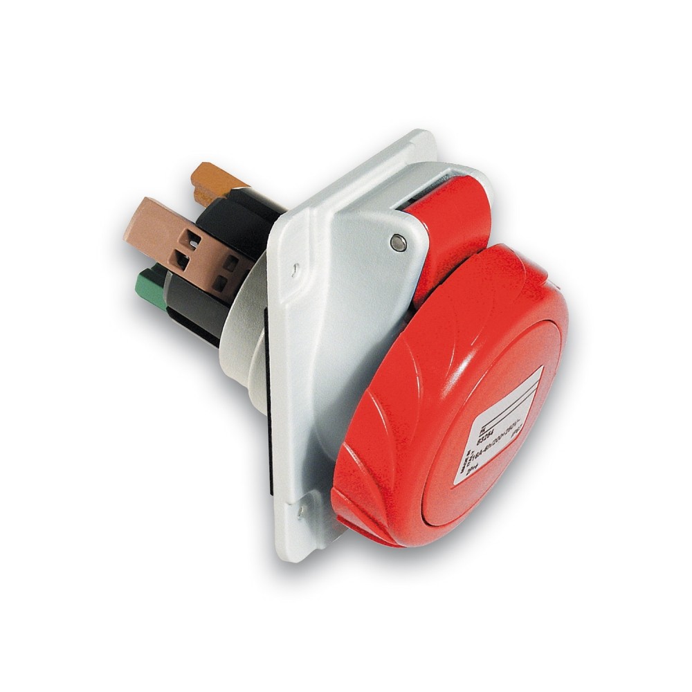 TOMA INDUSTRIAL EMPOTRADO 3P+T 32A 380/415VAC ROJO 6H IP67 PKY32F734
