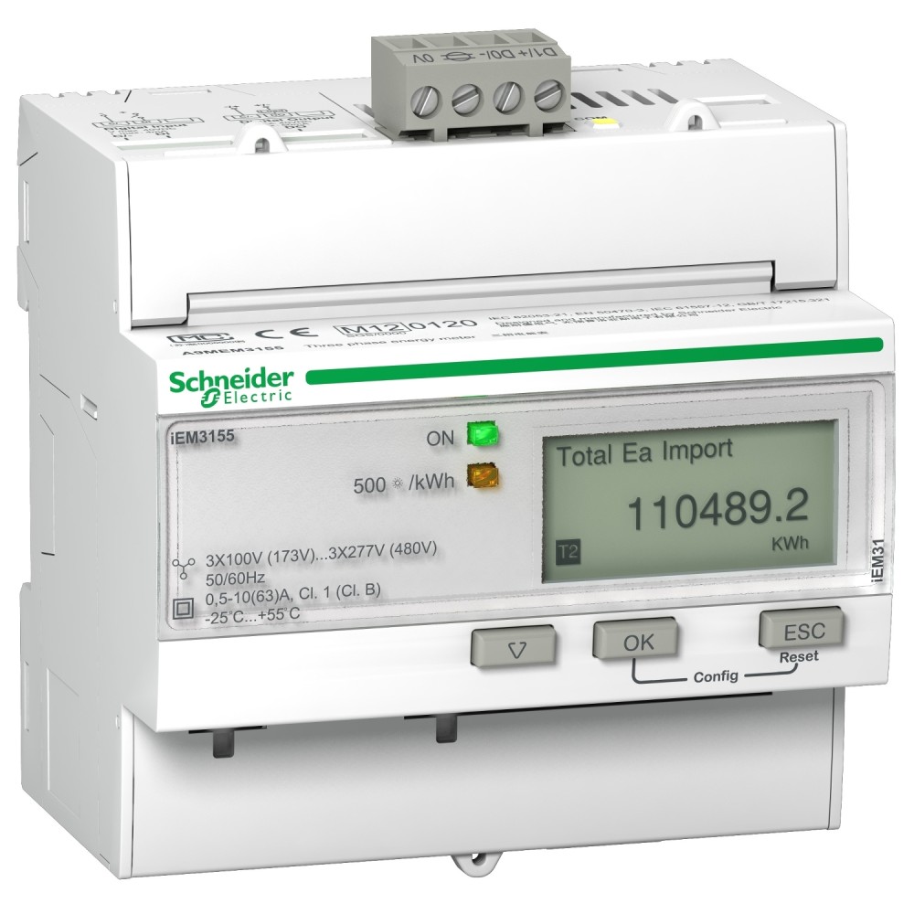 MEDIDOR ENERGIA DIGITAL TRIF MODBUS RTU 63A LCD ACTI 9 A9MEM3155
