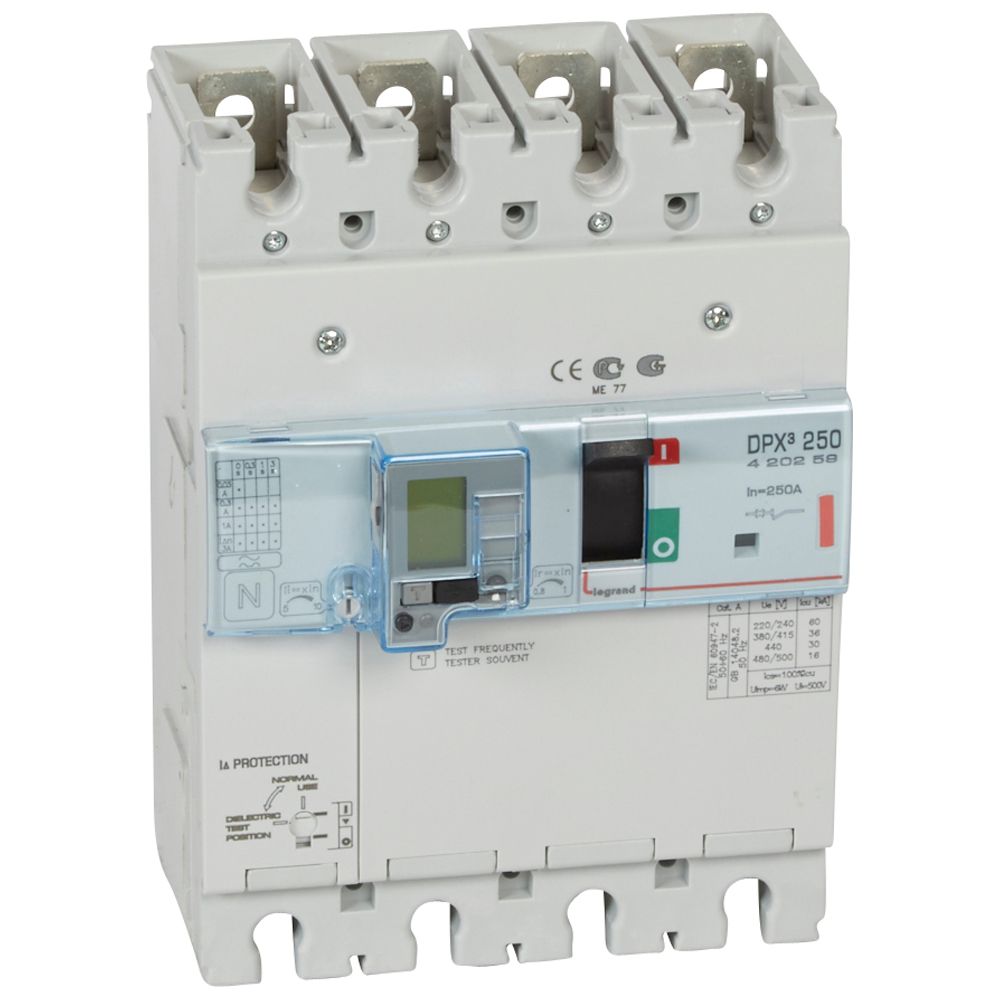 INTERRUPTOR DIFERENCIAL 4P 250A 400VAC 36KA C/PANTALLA LCD DPX3 250 420259